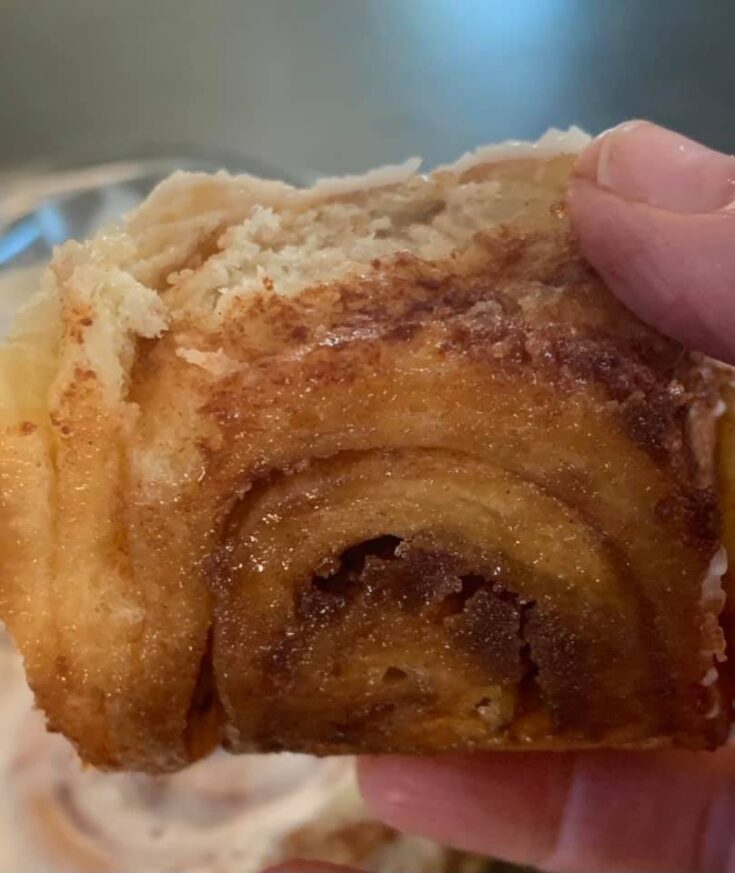 inside layers of cinnamon roll