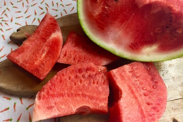 cut up pieces of watermelon