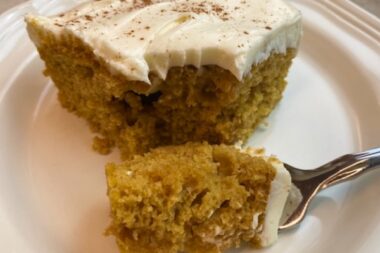 Amazing Pumpkin Caramel Poke Cake With Bourbon Cream Cheese Frosting ...