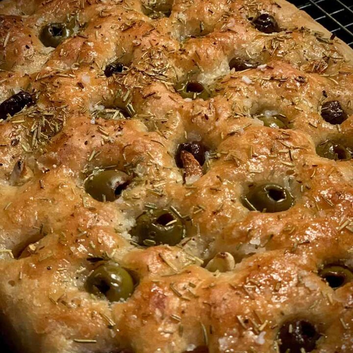 garlic, rosemary, and olive focaccia