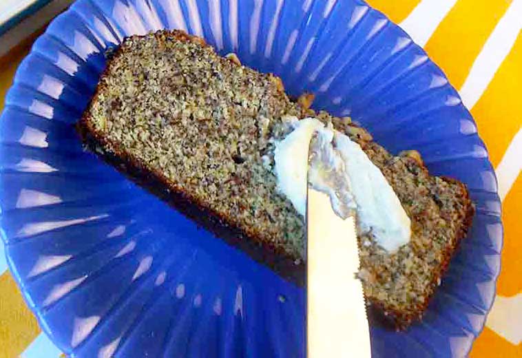 buttering low carb banana bread