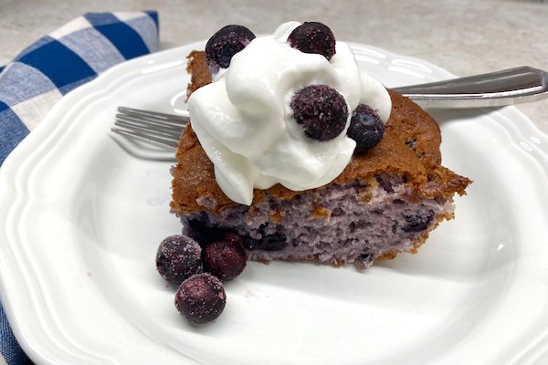 served blueberry cake