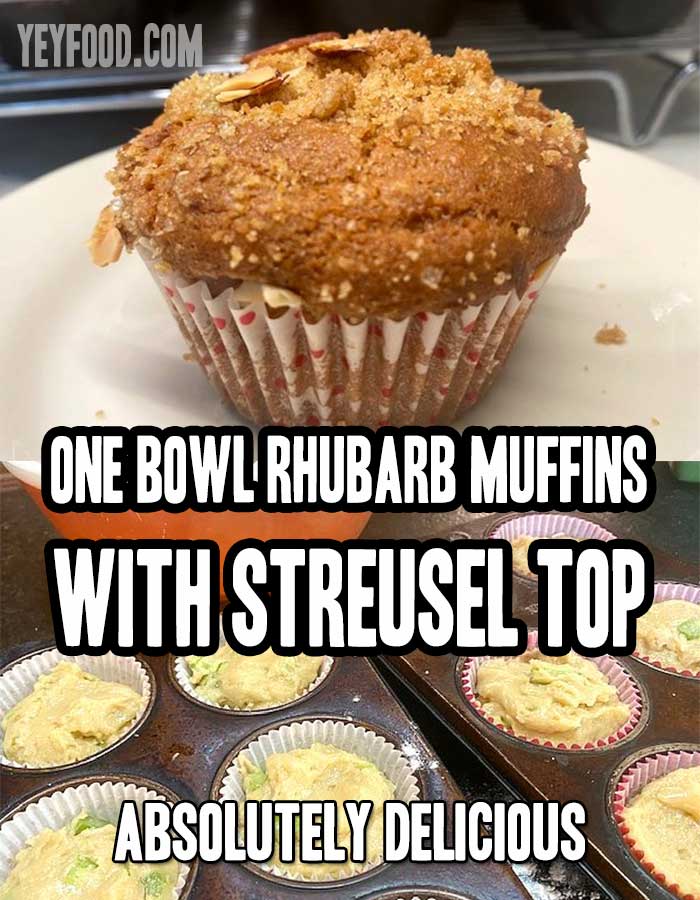 One Bowl Rhubarb Muffins With Streusel Top