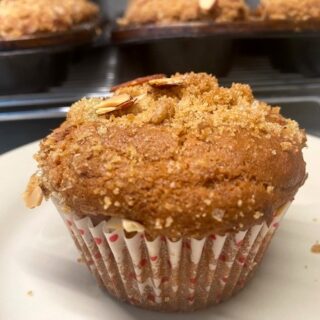 rhubarb muffin with streusel top