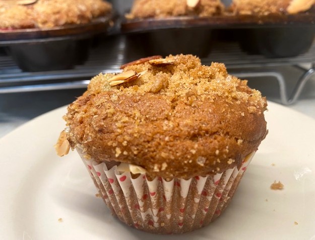 rhubarb muffin with streusel top