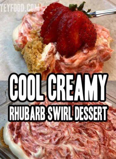cool creamy rhubarb swirl dessert