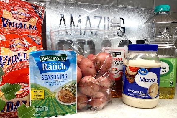 Ingredients for Vidalia onion potato salad