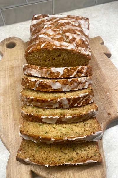 zucchini bread, sliced