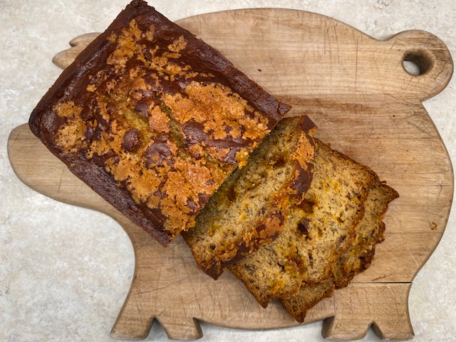 top view of banana bread