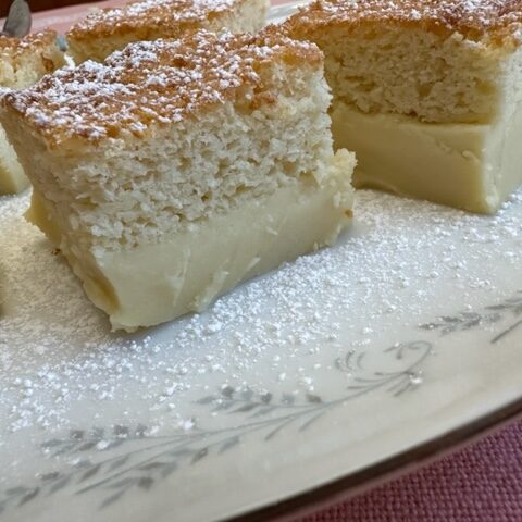 squares of vanilla custard cake