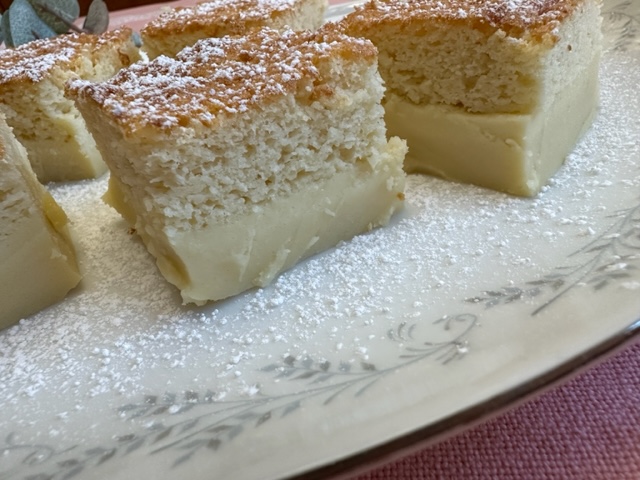 squares of vanilla custard cake