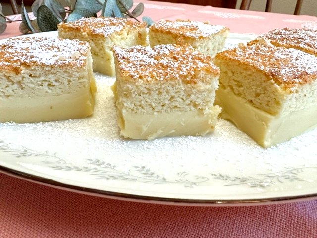 squares of vanilla custard cake