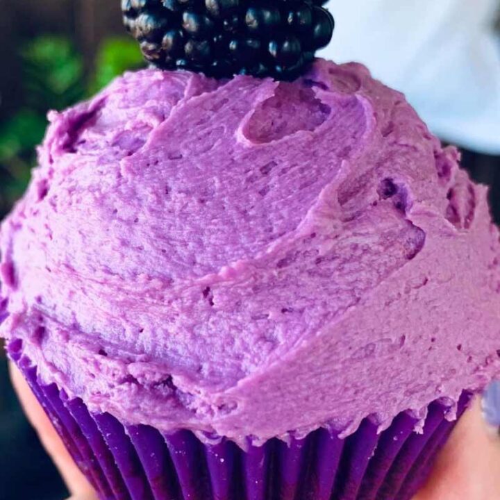 Chocolate Cupcakes With Blackberry Buttercream