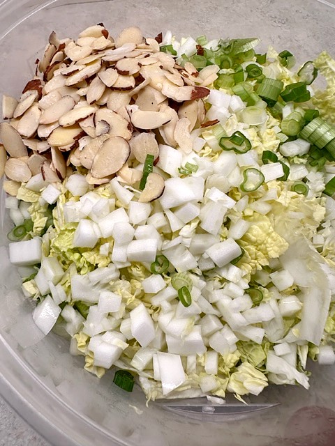 Chinese cabbage salad veggies and almonds