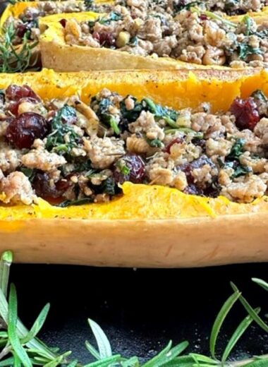 oven-roasted butternut squash with sausage