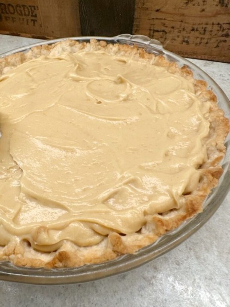 peanut butter pie before topping