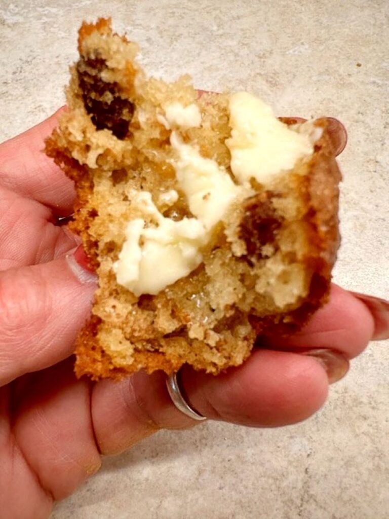 raisin bran muffin with butter