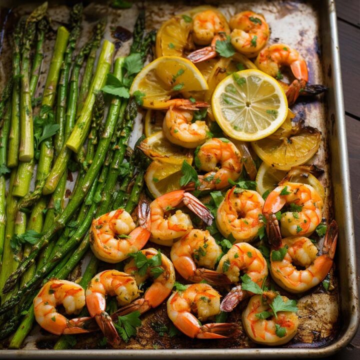 Lemon Garlic Shrimp with Roasted Asparagus