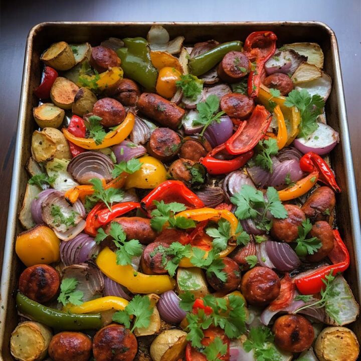 Sausage and Veggies Sheet Pan Fiesta