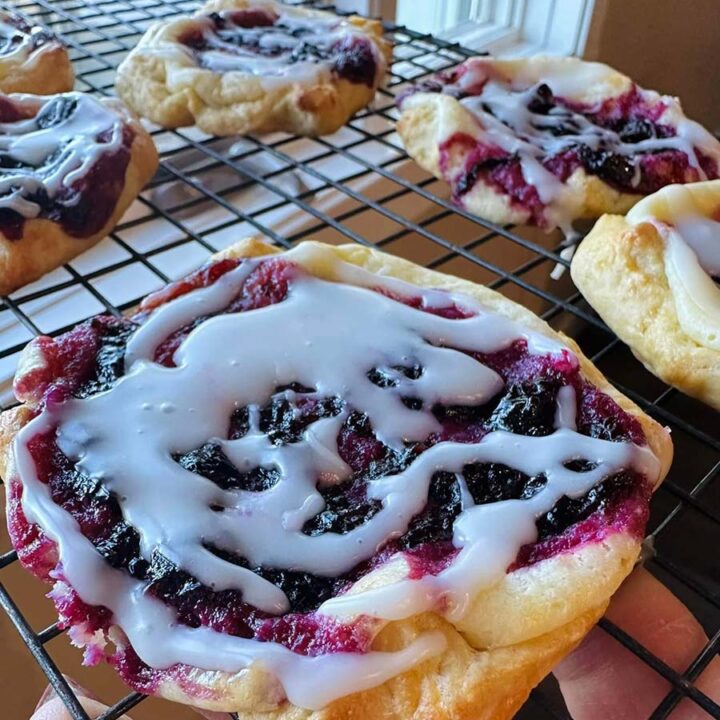 Lemon Cream Cheese Blueberry Compote Danish with Lemon Drizzle Glaze