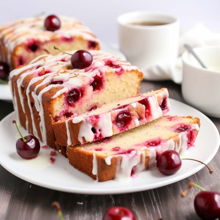 Easy Cherry Coffee Cake with Vanilla Glaze