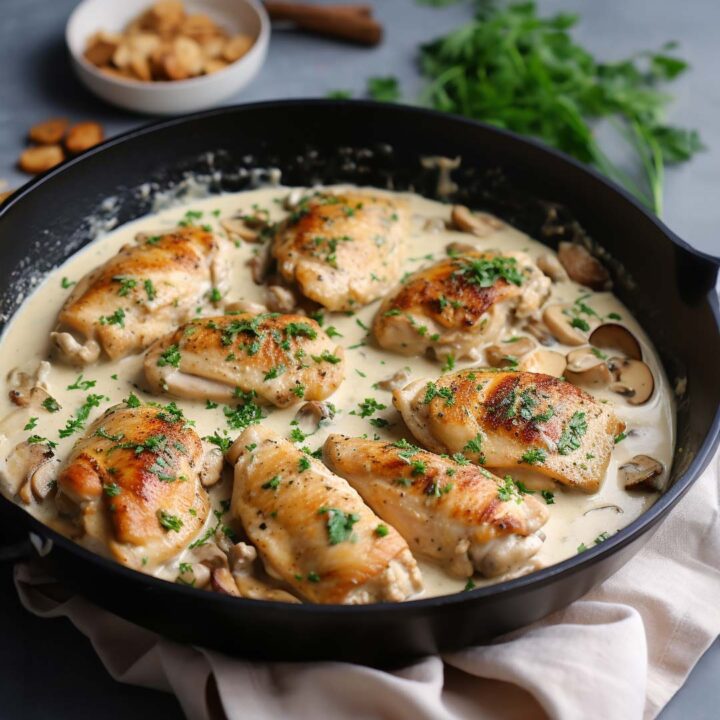 Creamy Garlic Mushroom Chicken Skillet Meal