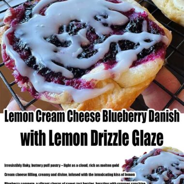 Lemon Cream Cheese Blueberry Compote Danish with Lemon Drizzle Glaze