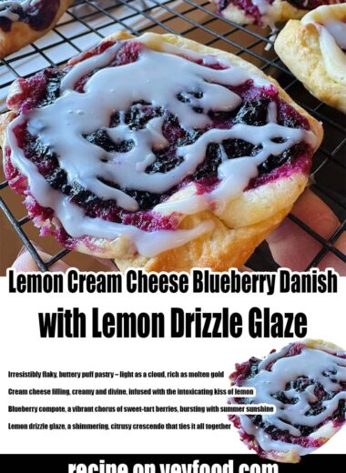 Lemon Cream Cheese Blueberry Compote Danish with Lemon Drizzle Glaze