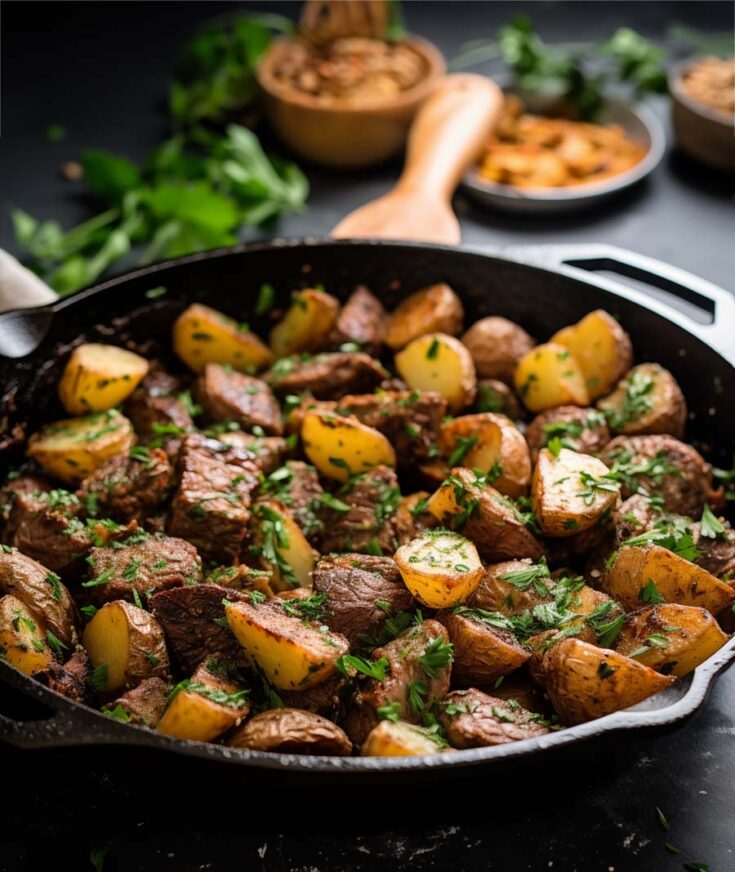 Easy Butter Steak Bites With Garlic Herb Potatoes