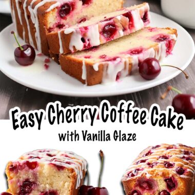 Easy Cherry Coffee Cake with Vanilla Glaze