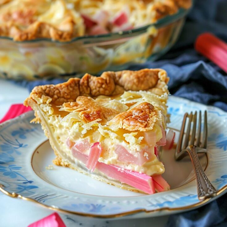 Rhubarb Magic Crust Custard Pie