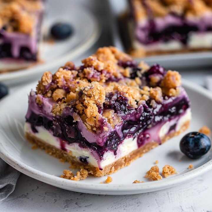 Blueberry Crisp Cheesecake Bars