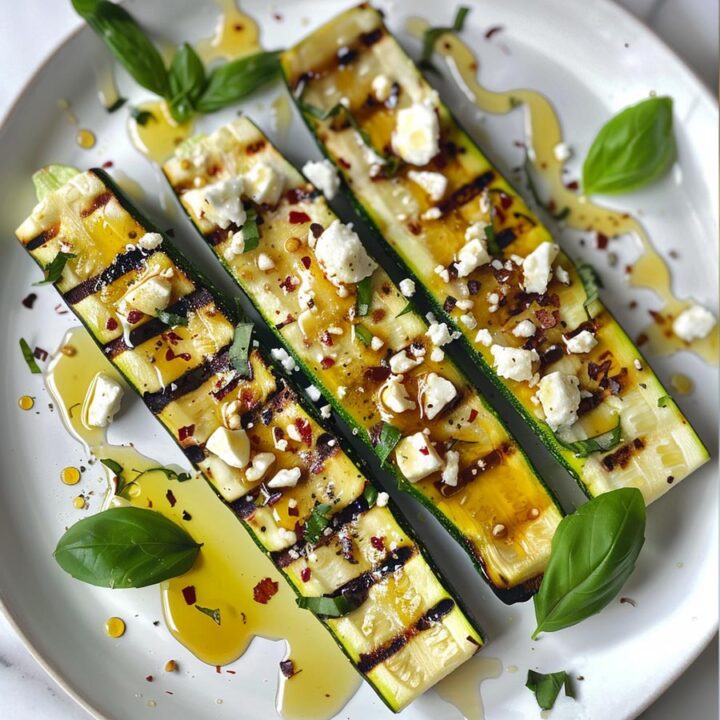 Grilled Zucchini with Honey, Feta & Basil