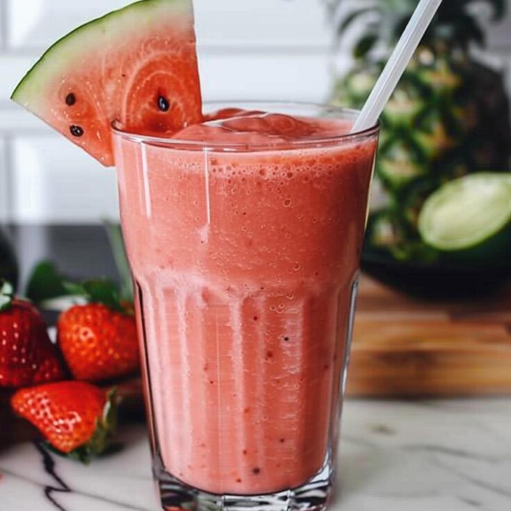 Vegan Watermelon Strawberry Smoothie