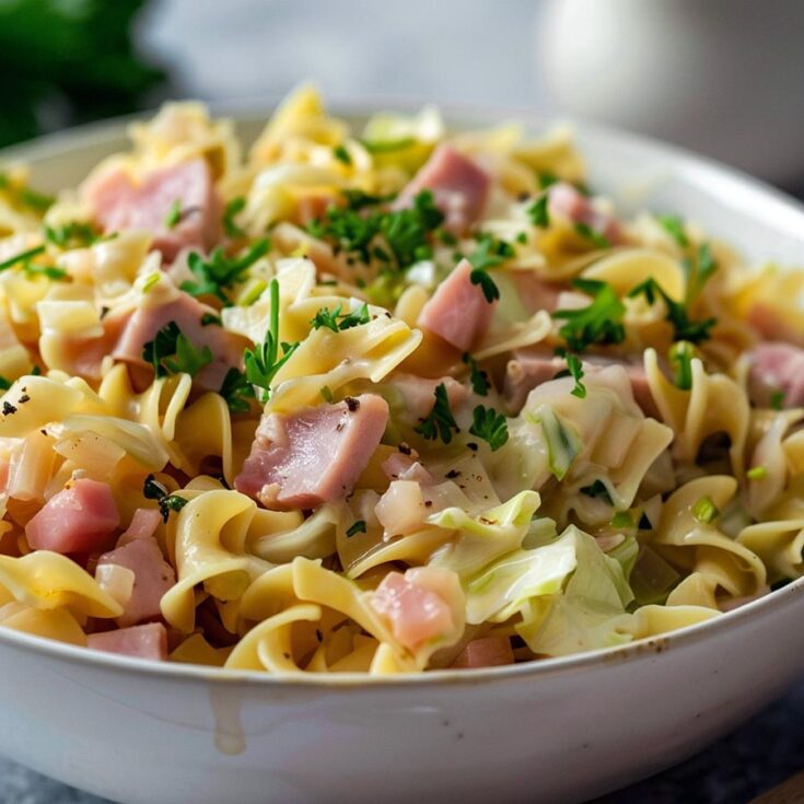 Haluski Cabbage, Ham & Noodles