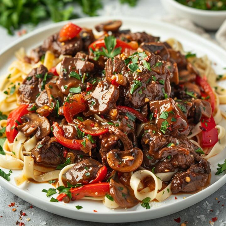 Crockpot Mushroom Pepper Steak