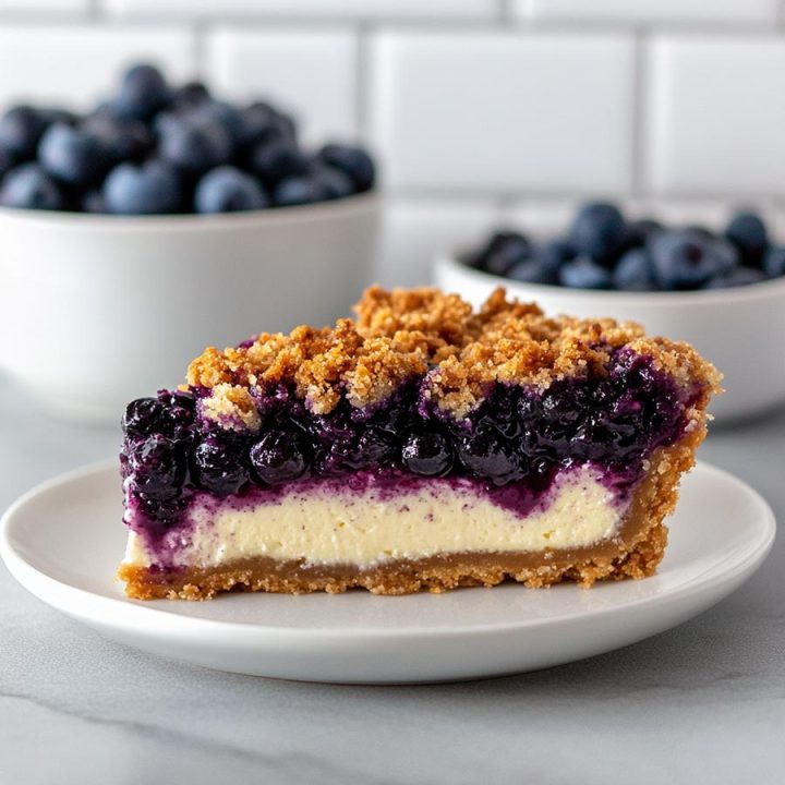 Vegan No-Bake Blueberry Crumble Cheesecake