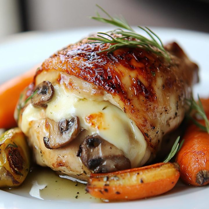 Cheesy Garlic Butter Mushroom Stuffed Chicken