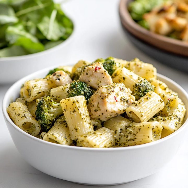 One Pan Creamy Pest Chicken & Broccoli Pasta