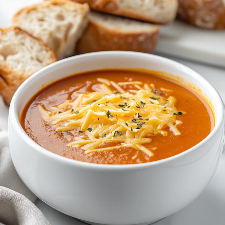 Roasted Tomato Soup with Cheddar Cheese