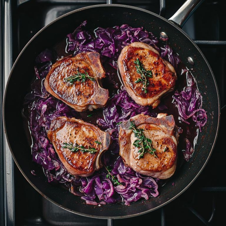 Skillet Pork Chops with Braised Red Cabbage - Yeyfood.com: Recipes ...