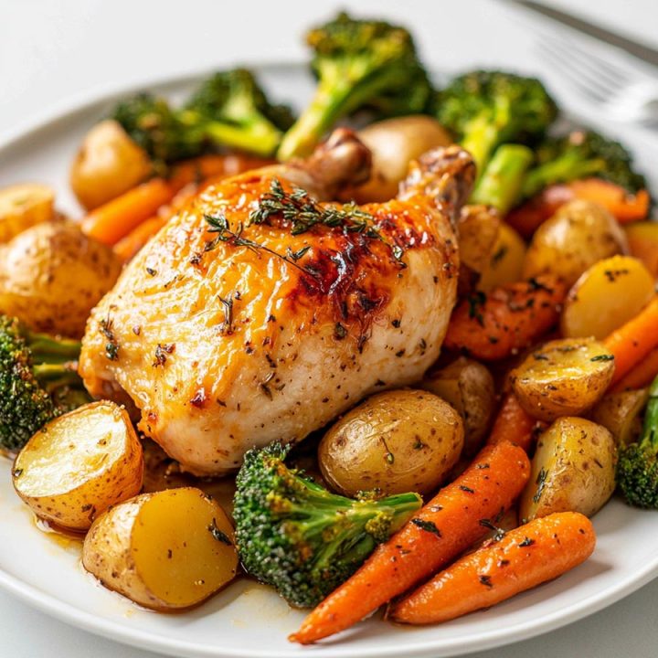 Easy Chicken Traybake with Garlic Roasted Veg