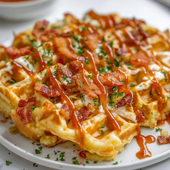 Bacon and Cheese Loaded Hashbrown Waffles