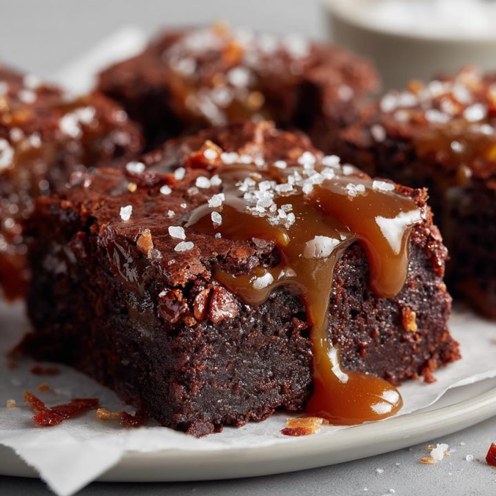 Smoked Brownies with Caramel and Bacon Salt