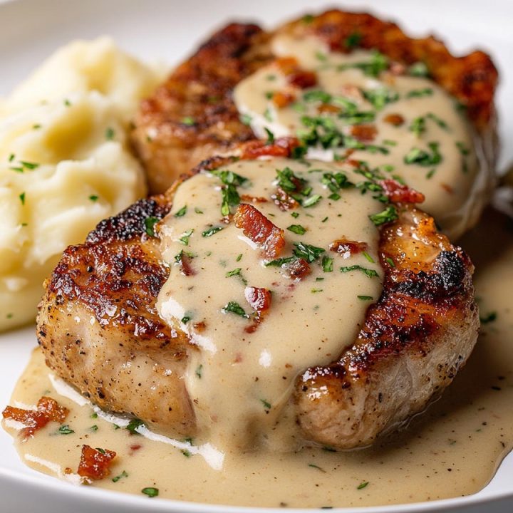 Pork Chops with Creamy Bacon Pan Sauce