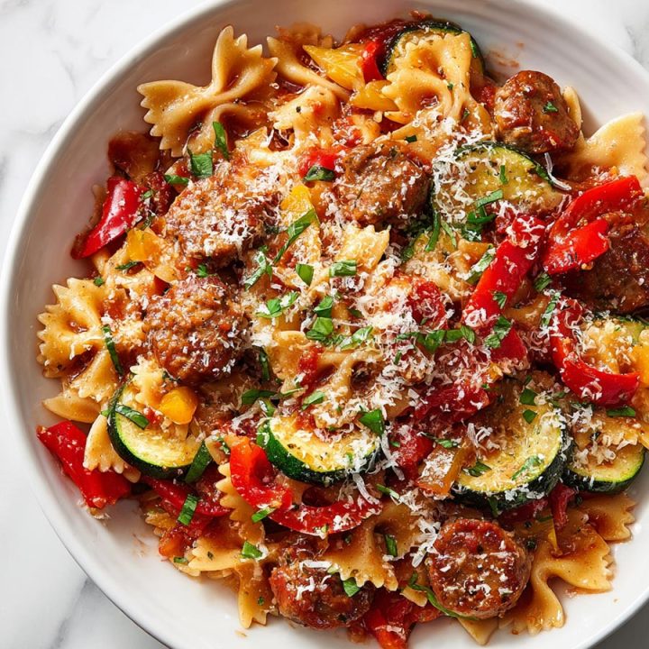 Summer Bowtie Pasta & Chicken Sausage Skillet Bake