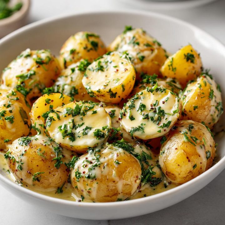 Creamy Garlic Sauce Baby Potatoes