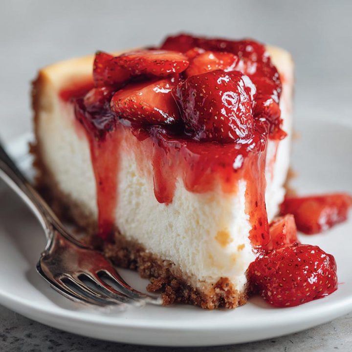 Next Level Baked Strawberry Cheesecake