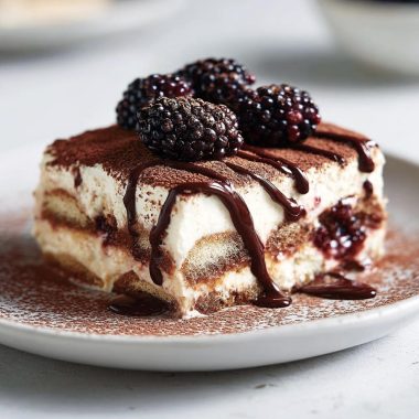 Blackberry Tiramisu with Chocolate Sauce