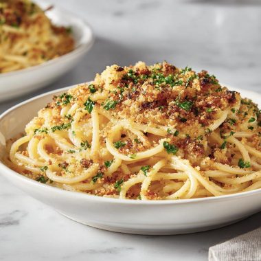 Cauliflower Cheese Spaghetti with Garlicky Breadcrumbs